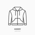 Hoodie, sweater flat line icon. Casual apparel store sign. Thin linear logo for clothing shop Royalty Free Stock Photo