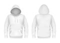 hoodie sweatshirt white 3d realistic mockup template on white background. Fashion long sleeve, clothing pullover
