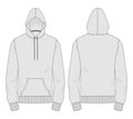Hoodie Technical fashion flat sketch template.