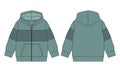 Hoodie. Technical fashion flat sketch Vector