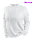 Hoodie, white sweatshirt mockup. 3d realistic vector