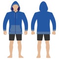 Hoodie zipper man body template front, back views Royalty Free Stock Photo