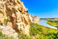 Hoodoo Badlands at Writing-on-Stone Provincial Park in Canada Royalty Free Stock Photo