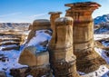 Hoodoos with a last blanket of snow Royalty Free Stock Photo