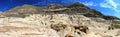 Badlands Landscape Panorama along the Red Deer River near Drumheller, Alberta, Canada Royalty Free Stock Photo