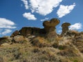 Dinosaur Provincial Park, Dramatic Rock Formations in Badlands Landscape, Alberta, Canada Royalty Free Stock Photo