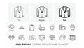 Hoody, Dresser and Pillow line icons. For web app, printing. Line icons. Vector