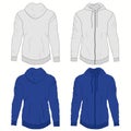 Hoody fashion, sweatshirt template. Realistic outerwear clothes mockup front and back view.