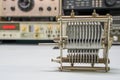 Hoogkerk, Netherlands, November 10, 2021: Tuning capacitor or Rotary Variable Capacitor Variable air capacitor antique radio. In