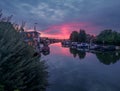 Hoogmade, Netherlands - september 14 2022: sunrise at the river Royalty Free Stock Photo