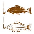 Hook with beans and carp vector design