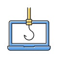 hook on computer display color icon vector illustration Royalty Free Stock Photo