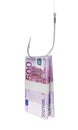 Hook fishing euro money banknote