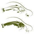 Hook with frog and catfish vector template Royalty Free Stock Photo