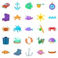 Hook icons set, cartoon style