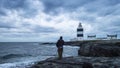 Hook lighthouse at Wexford Ireland in a cloudy night