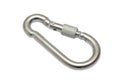 Metal carabiner clip isolated on white Royalty Free Stock Photo