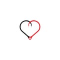 Hook love logo template vector