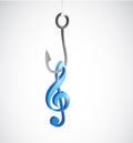Hook and music note illustration design Royalty Free Stock Photo