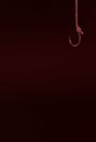 A hook with a rope hanging on red-black background. Royalty Free Stock Photo