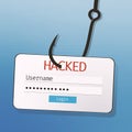 Hook with username and password tag on blue background Royalty Free Stock Photo
