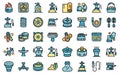 Hookah accessories icons set vector flat