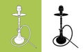 Hookah - coloring and silhouette in black. Hookah - stylized illustration. smoking device with a flask - drawing of thin Royalty Free Stock Photo