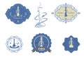 Hookah emblems set vector illustration Royalty Free Stock Photo