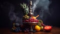 hookah, fruit, smoke, hookah tobacco refill concept. Generative AI Royalty Free Stock Photo