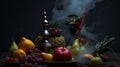 hookah, fruit, smoke, hookah tobacco refill concept. Generative AI Royalty Free Stock Photo