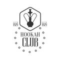 Hookah In Hexagon Frame Premium Quality Smoking Club Monochrome Stamp For A Place To Smoke Vector Design Template Royalty Free Stock Photo