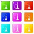 Hookah icons 9 set