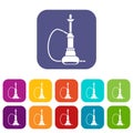 Hookah icons set flat