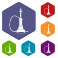 Hookah icons set hexagon Royalty Free Stock Photo