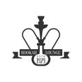 Hookah And Ribbon Premium Quality Smoking Club Monochrome Stamp For A Place To Smoke Vector Design Template Royalty Free Stock Photo