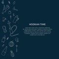 Hookah template with dark blue background. Royalty Free Stock Photo