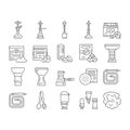 Hookah Tobacco Smoking Collection Icons Set Vector .