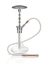 Hookah vector, realistic illustration. White glass oriental smoking attribute detailed with a mirror reflection isolated on white