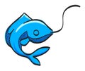 Hooked fish icon in color drawing Royalty Free Stock Photo