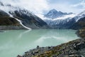 Hooker Lake with snow covered Mount Cook in the background, South Island, New Zealand