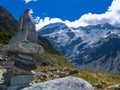 Valley rock cairn Aoraki Mt Cook trail NZ