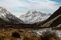 Hooker Valley Track at Aoraki or Mount Cook National Park in the Canterbury Region of South Island, New Zealand Royalty Free Stock Photo