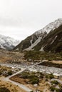 Hooker Valley Track at Aoraki or Mount Cook National Park in the Canterbury Region of South Island, New Zealand Royalty Free Stock Photo