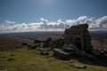 Hookney Tor, Panoramic view over Dartmoor on a bright spring day.