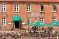 HOOKSIEL, GERMANY - JUNE 11, 2017: View of the buildings and the street cafe.