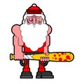 Hooligan angry Santa. bully Claus. ruffian Christmas grandfather. New Year Vector illustration