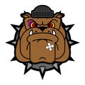 Hooligan dog face. bully bulldog head. ruffian pet. Vector illustration