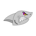 Hooligan Shark face. bully Water predator. ruffian Large predatory sea fish. Vector illustration