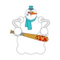 Hooligan snowman. bully Santa Claus helper. ruffian New Year. Christmas Vector illustration