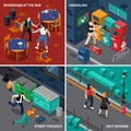 Hooliganism Isometric Compositions Royalty Free Stock Photo